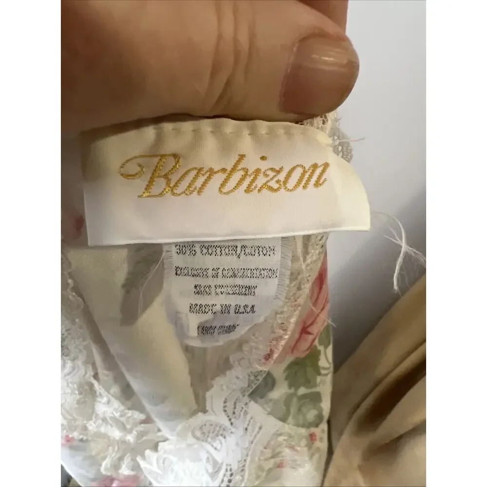 Barbizon‎ Nightgown To Knew Floral Lace Detail Large Satin Grammy Core USA